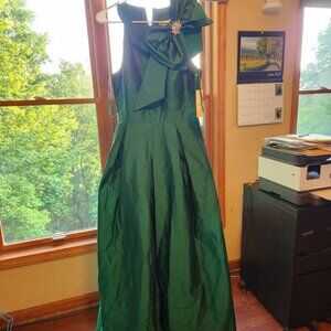 Beautiful, green, floor length gown by Eliza J., size 14, brand new with tags.